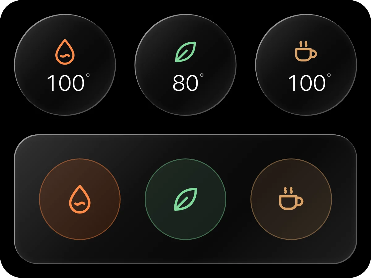 Kettle quick actions on Apple Watch for boiling, green tea and black tea.
