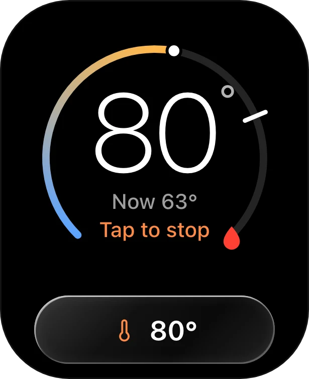 The Kettle Apple Watch app while heating to 80 degrees.